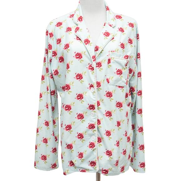 Sweet Honey Floral Print Button Up Pajama Top Size Medium - Picture 1 of 11